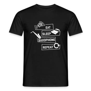 Eat Sleep Saxophon Spieler Shirt Geschenk Sax - Männer T-Shirt - Schwarz - Vorne - AI Model Male 178 light (178cm)