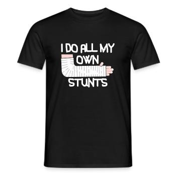 I Do All My Own Stunts T-Shirt Broken Arm - Men's T-Shirt - black - Front - AI Model Male 178 light (178cm)