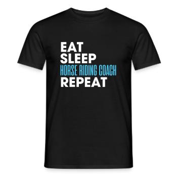 Eat Sleep Horse Riding Coach Repeat T-Shirt - T-shirt homme - noir - Devant - AI Model Male 178 light (178cm)