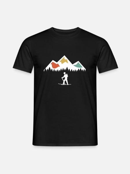 Vintage Retro Berg Tourenski Skitouren - Männer T-Shirt - Schwarz