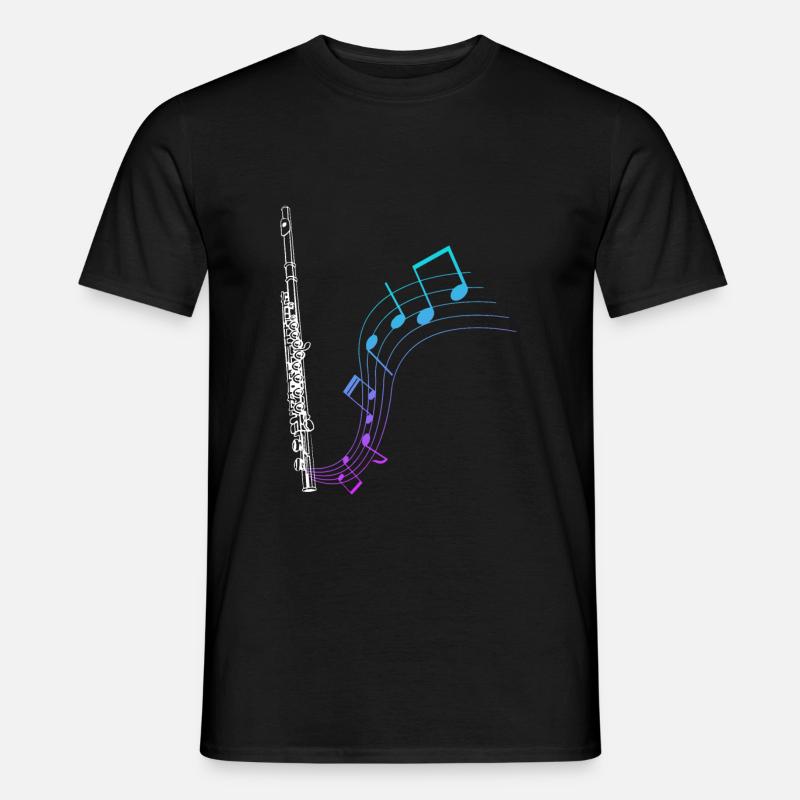 Querflöte Geschenk Musik Noten - Männer T-Shirt - Schwarz