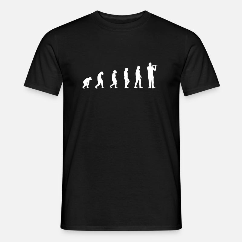 Evolution Querflöte Spieler Geschenk - Männer T-Shirt - Schwarz