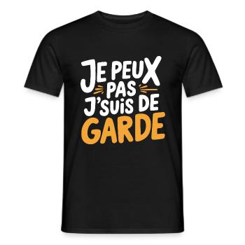 Je peux pas je suis de garde - T-shirt homme - noir - Devant - AI Model Male 178 light (178cm)