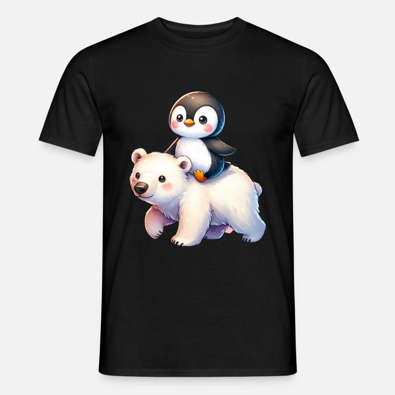 Pinguin und Eisbär Geschenk - Männer T-Shirt - Schwarz