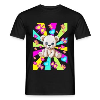 années 80 des années 90 Teddy Retro Teen Kids Ours Ours - T-shirt homme - noir - Devant - AI Model Male 178 light (178cm)