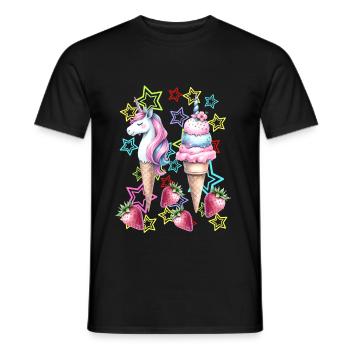 80er Eis Eiskrem Eiscrem Teenie Mädchen Einhorn - Männer T-Shirt - Schwarz - Vorne - AI Model Male 178 light (178cm)