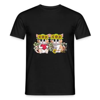 Jardin d’été Chats Chat Adolescent Femmes Enfants - T-shirt homme - noir - Devant - AI Model Male 178 light (178cm)