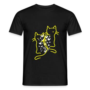 des années 80 chats chat adolescent fille enfants enfant - T-shirt homme - noir - Devant - AI Model Male 178 light (178cm)