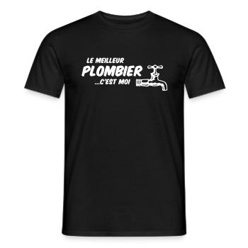 le meilleur plombier c'est moi - T-shirt homme - noir - Devant - AI Model Male 178 light (178cm)