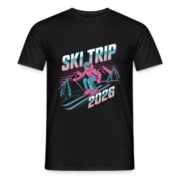 Ski Trip 2026 – Neon Retro Skiing Adventure Design - Men's T-Shirt - black - Front - AI Model Male 178 light (178cm)