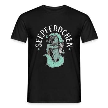Seepferdchen Schwimmen Mädchen Schwimm - Männer T-Shirt - Schwarz - Vorne - AI Model Male 178 light (178cm)