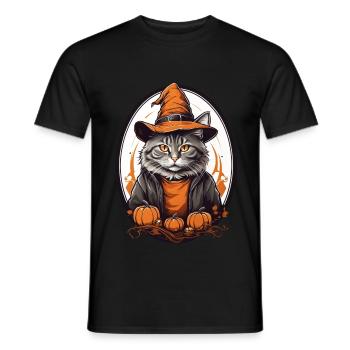Chat d’Halloween - T-shirt homme - noir - Devant - AI Model Male 178 light (178cm)