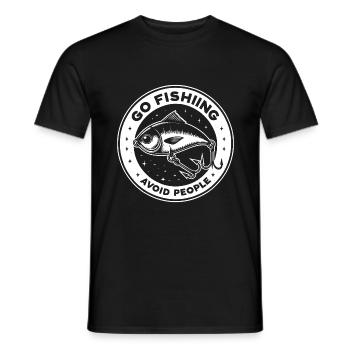 Go fishing, avoid people, rest by the water - Men's T-Shirt - black - Front - AI Model Male 178 light (178cm)