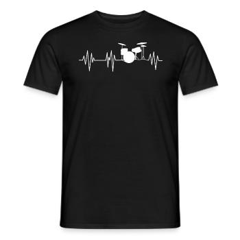 Drums Heartbeat Music Drummer Musician Gift - Männer T-Shirt - Schwarz - Vorne - AI Model Male 178 light (178cm)