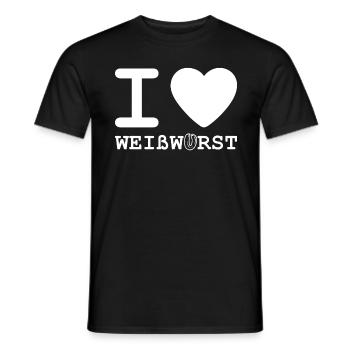 I love Weisswurst - Allemagne Amour de la saucisse - T-shirt homme - noir - Devant - AI Model Male 178 light (178cm)