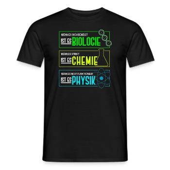 Biologie - Chimie - Physique Professeur de sciences - T-shirt homme - noir - Devant - AI Model Male 178 light (178cm)