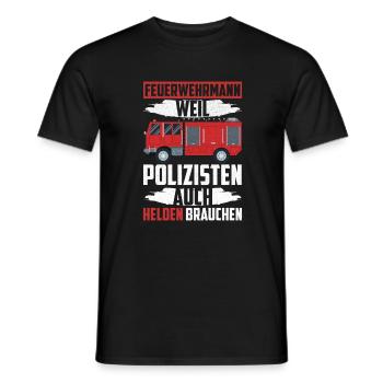 Pompier Parce que les flics ont aussi besoin de héros - T-shirt homme - noir - Devant - AI Model Male 178 light (178cm)