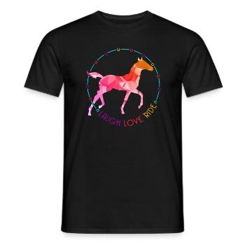 Laugh Love Ride Horse Riding Animal Lover Gift - Men's T-Shirt - black - Front - AI Model Male 178 light (178cm)