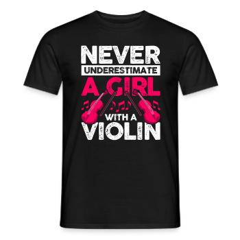 Never Underestimate A Girl With A Violin - Männer T-Shirt - Schwarz - Vorne - AI Model Male 178 light (178cm)