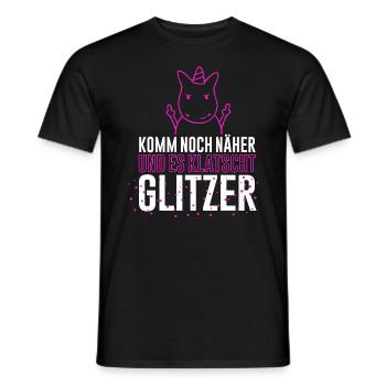 Einhorn - Es klatscht Glitzer - Männer T-Shirt - Schwarz - Vorne - AI Model Male 178 light (178cm)
