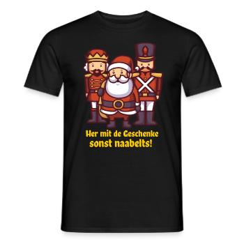 lustiger Weihnachtsmann mit Kumpels will Geschenk - Männer T-Shirt - Schwarz - Vorne - AI Model Male 178 light (178cm)