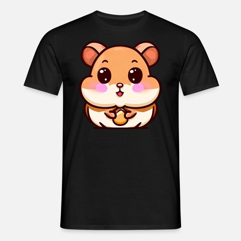 Sød hamster med kinder fulde af nødder - T-shirt til herrer - sort