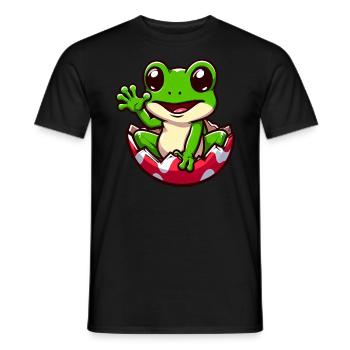 Colorful Easter Egg with Hatching Frog Design - Men's T-Shirt - black - Front - AI Model Male 178 light (178cm)