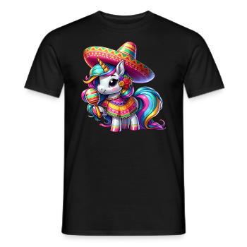 Cinco de Mayo Dessin animé de licorne mignon avec des verts - T-shirt homme - noir - Devant - AI Model Male 178 light (178cm)