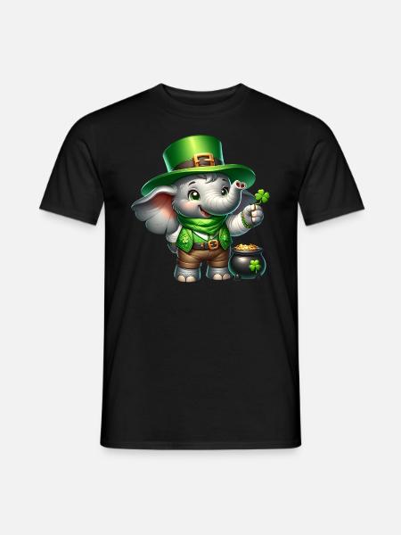 St. Patrick's Day Elephant Celebration - Men's T-Shirt - black