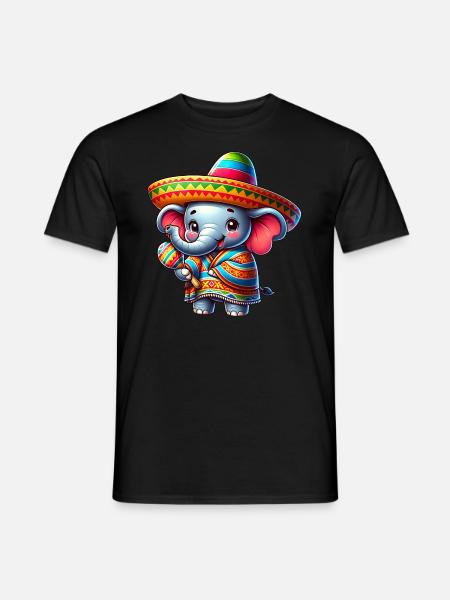 Cinco de Mayo Elephant Cartoon - Men's T-Shirt - black