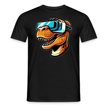 Dino T-Rex VR Gamer Gaming Virtual Reality - Men's T-Shirt - black - Front - AI Model Male 178 light (178cm)
