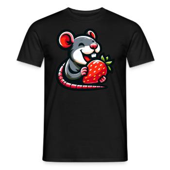 Sweet Mouse with Rat and Strawberry Fruit Fruity - Men's T-Shirt - black - Front - AI Model Male 178 light (178cm)
