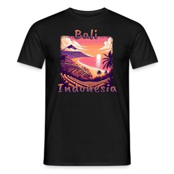 Bali Indonesia Sunset Beach Orange - Men's T-Shirt - black - Front - AI Model Male 178 light (178cm)