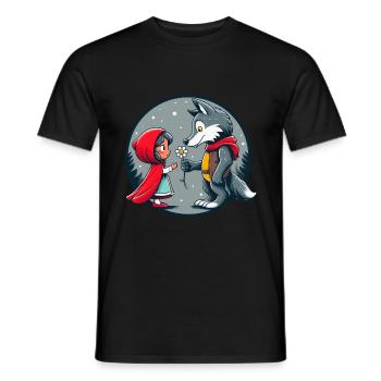 Little Red Riding Hood Wolf Fairy Tale Children's Flower Fairy Tale Character - Men's T-Shirt - black - Front - AI Model Male 178 light (178cm)