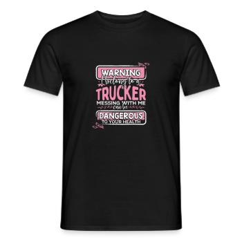 Truckers Wife Gift Warning Belong to a Trucker - Men's T-Shirt - black - Front - AI Model Male 178 light (178cm)