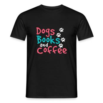 Dogs Books and Coffee Fun Dog Lover Gift - Men's T-Shirt - black - Front - AI Model Male 178 light (178cm)