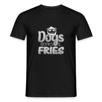 Dog Lover Cadeaux Chiens Livres et Frites Lecteur Cadeaux - T-shirt homme - noir - Devant - AI Model Male 178 light (178cm)