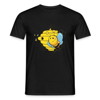 Cute Honeybee and Beehive Beekeeper Gift - Men's T-Shirt - black - Front - AI Model Male 178 light (178cm)