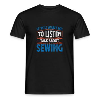 Couturière Cadeau Je veux que j’écoute parler de - T-shirt homme - noir - Devant - AI Model Male 178 light (178cm)