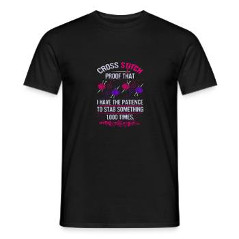 Kreuzstich prrof Ich habe Geduld zu stechen - Männer T-Shirt - Schwarz - Vorne - AI Model Male 178 light (178cm)