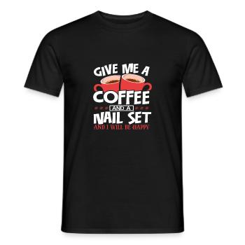 Cadeau de travail du bois Donnez-moi un ensemble de café et d’ongles - T-shirt homme - noir - Devant - AI Model Male 178 light (178cm)