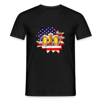 Fun American Flag Patriotic Beer Drinker Gift - Men's T-Shirt - black - Front - AI Model Male 178 light (178cm)