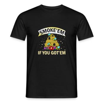 Beekeeper Gift Smoke 'em If You Got 'em Beekeeping - Men's T-Shirt - black - Front - AI Model Male 178 light (178cm)