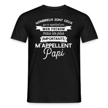papi t-shirt cadeau papy - T-shirt homme - noir - Devant - AI Model Male 178 light (178cm)