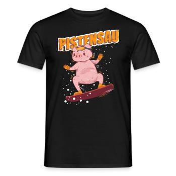 Pistensau Snowboarder Snowboard - Men's T-Shirt - black - Front - AI Model Male 178 light (178cm)