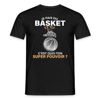 Basket et Super pouvoirs humour basketball homme - T-shirt homme - noir - Devant - AI Model Male 178 light (178cm)
