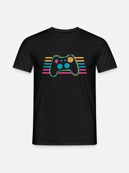 Gamepad Joystick Controller Bunt Gamer - Männer T-Shirt - Schwarz