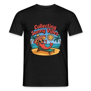 Ambiance estivale ensoleillée Drôle de crabe sur la plage - T-shirt homme - noir - Devant - AI Model Male 178 light (178cm)