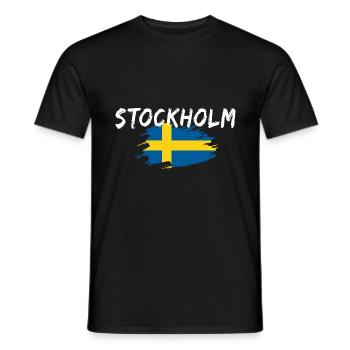 Stockholm Flagge Schweden - Männer T-Shirt - Schwarz - Vorne - AI Model Male 178 light (178cm)