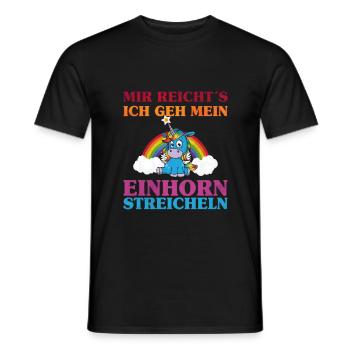 Einhorn streicheln | Fantasy Magic Fabelwesen - Männer T-Shirt - Schwarz - Vorne - AI Model Male 178 light (178cm)